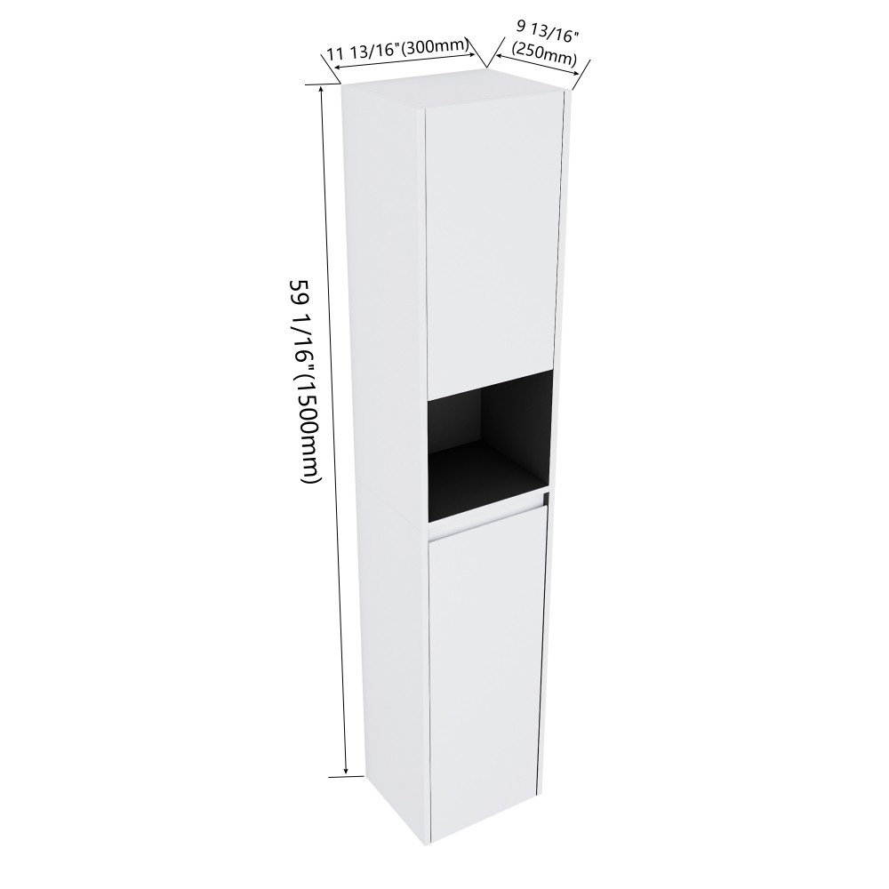 Bathroom Side Cabinet 2 Soft Close Doors Float Mounting Design