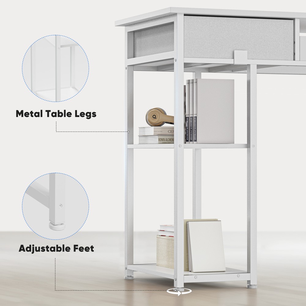 48" Home Office Computer Desk,Study Table with Storage Shelf & 3 Fabric Drawers