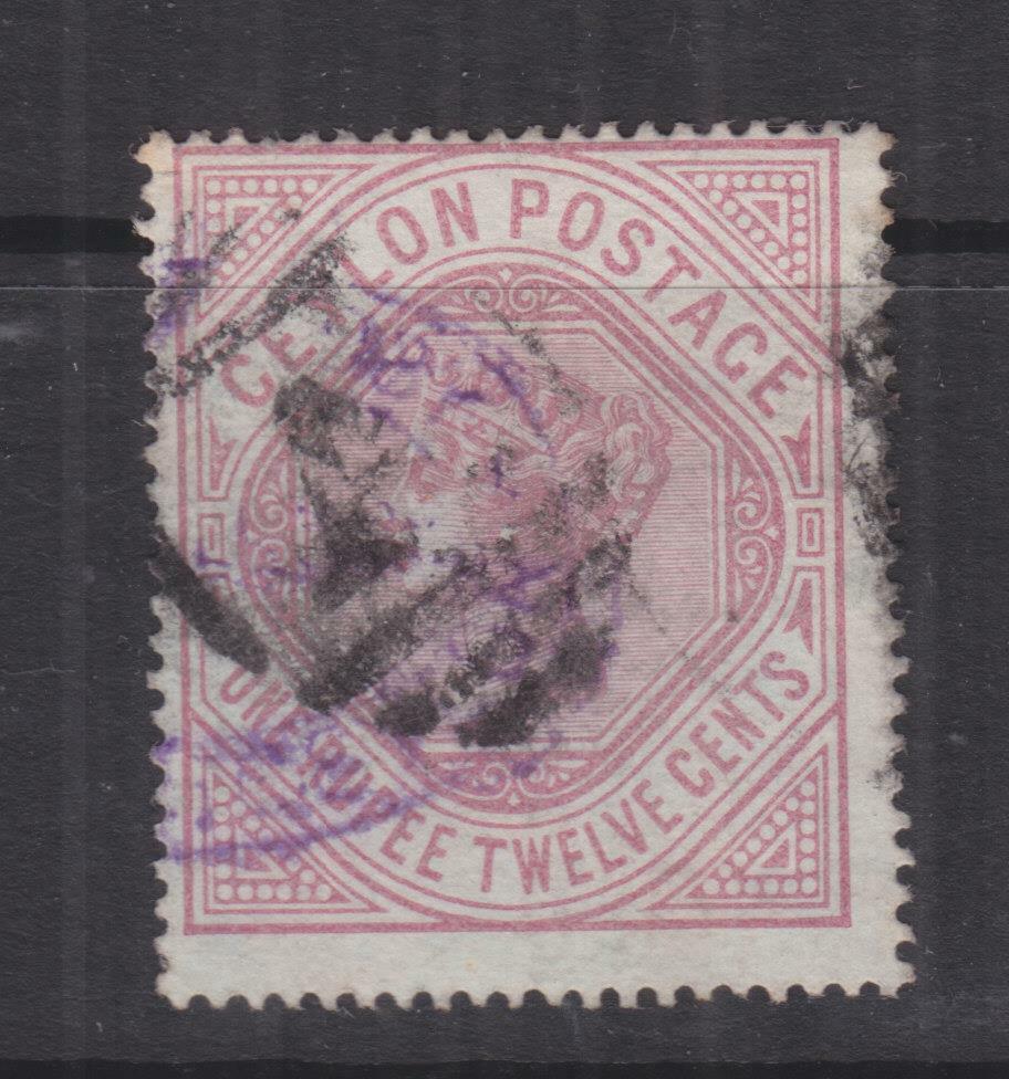 CEYLON, 1887 1r.12c., Dull Rose, watermark sideways, used.