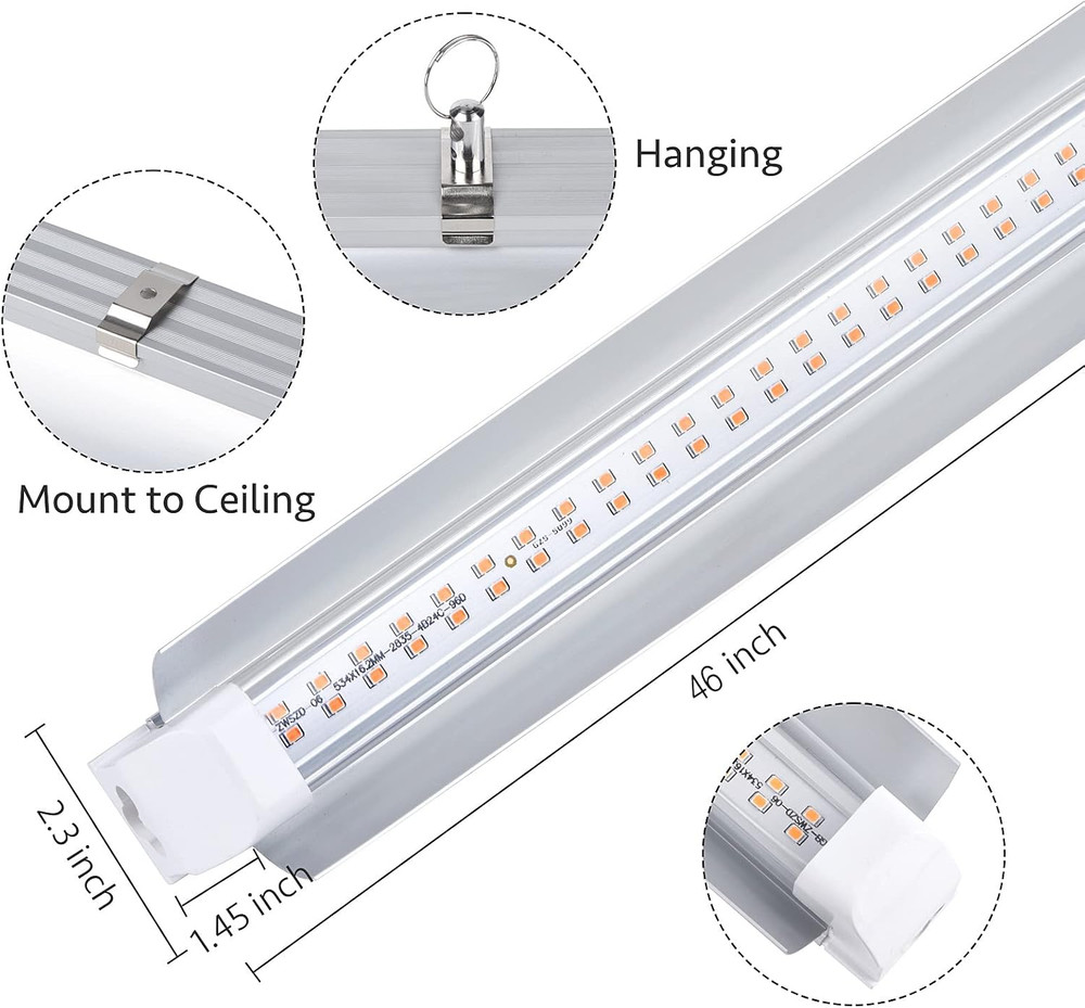 Super Bright 4FT Full Spectrum LED Grow Light for Indoor Plants - 4-Pack