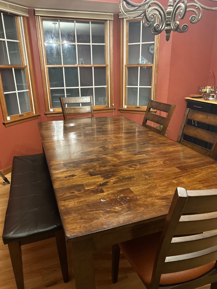 dining room set table 6 used w/ leaf