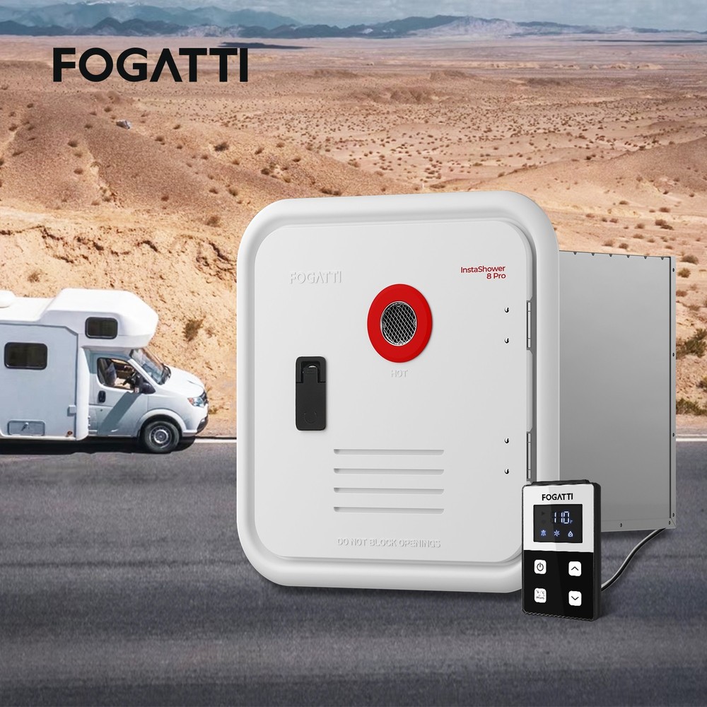 FOGATTI RV Tankless Water Heater InstaShower 8 Pro  Mixing Tank 15x15 In DC 12V