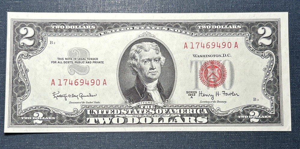 1963 $2 Red Seal Note CU Crisp Uncirculated