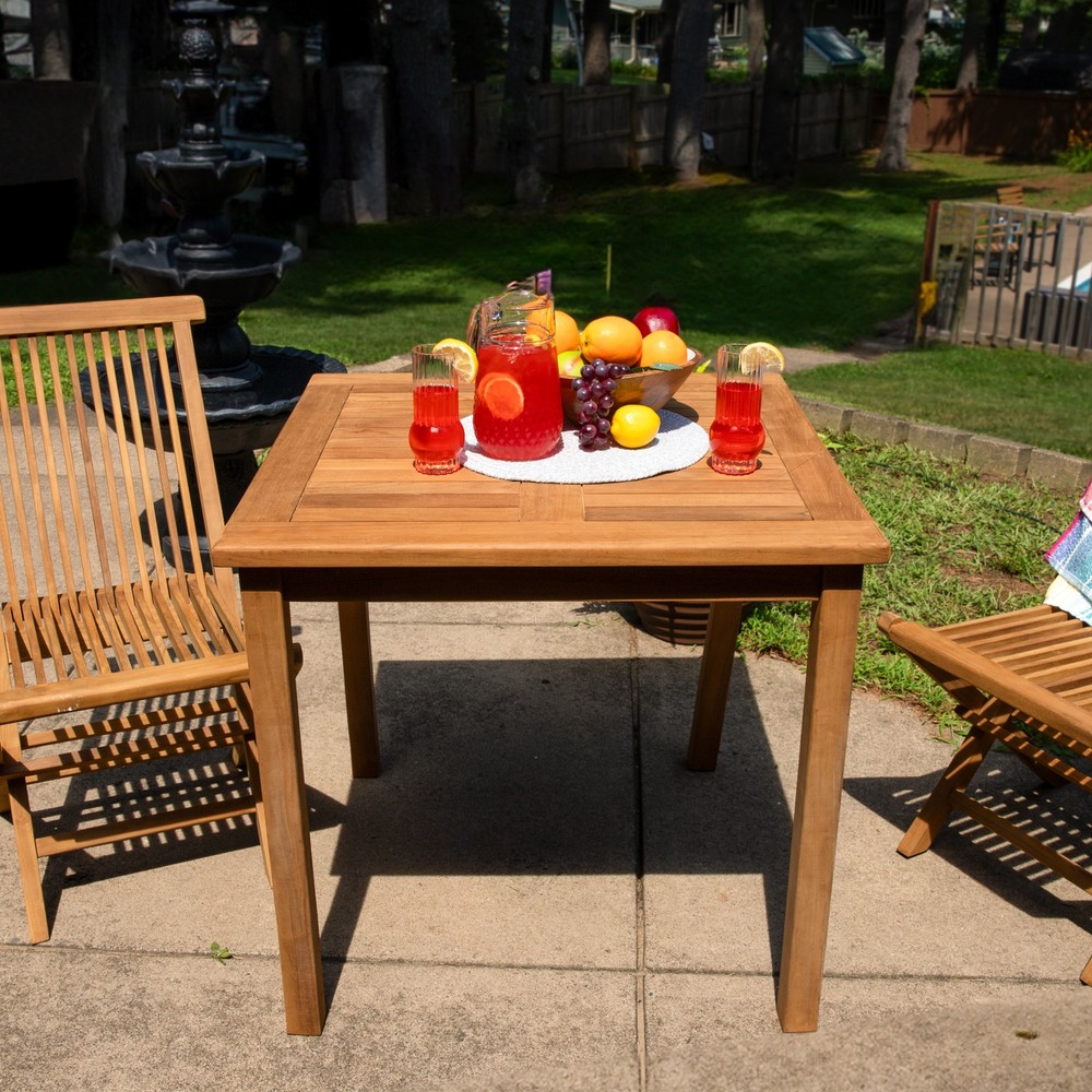 31.5 in Solid Teak Square Patio Dining Table by Sunnydaze