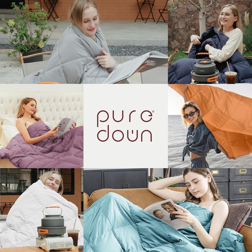 Soft Down Throw Blanket Lightweight Packable Couch Throw for Indoor