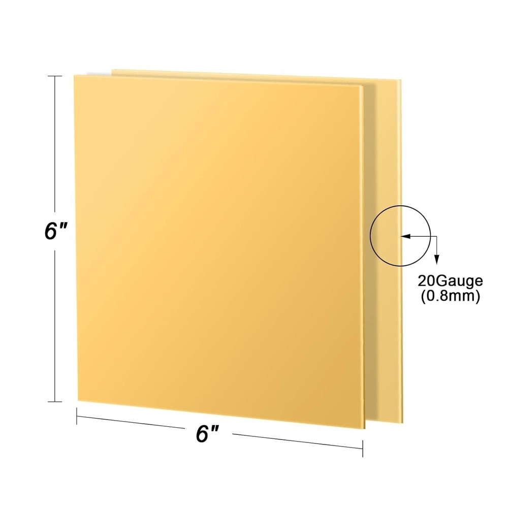 Brass Plates 6" x 6" - 2 Pcs, Scratch-Free, Easy Customization