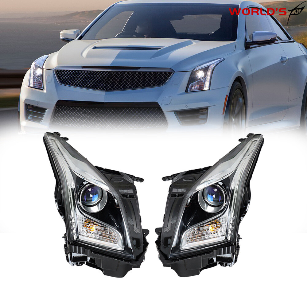 For Cadillac ATS 2013-2018 Headlights Halogen Assembly Projector Left+Right Side