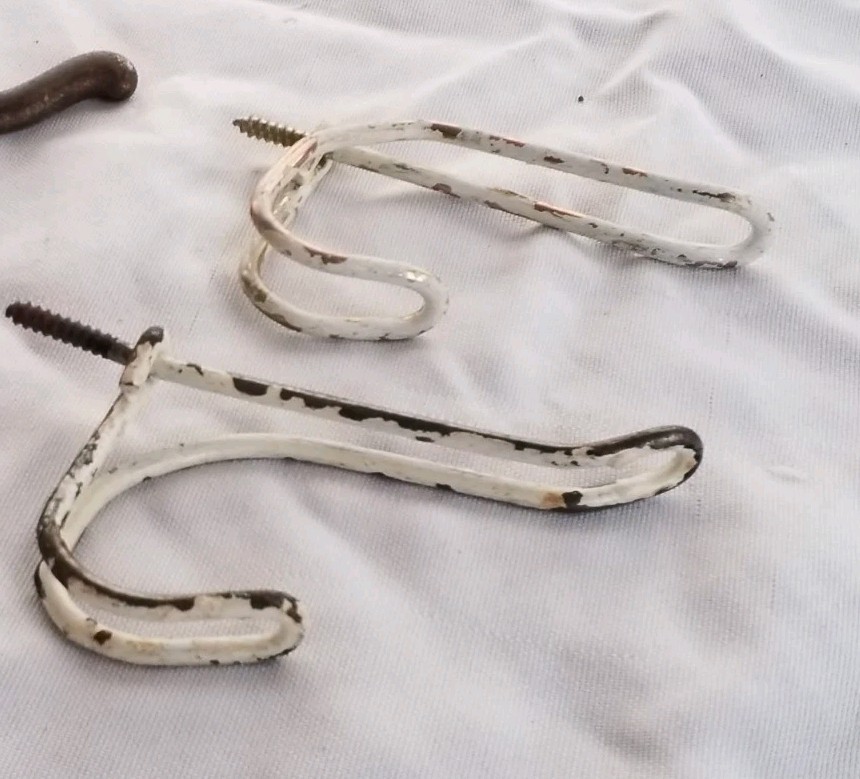 Vintage Hardware 2 Original Antique Twisted Wire Hooks Distressed Hook Rustic