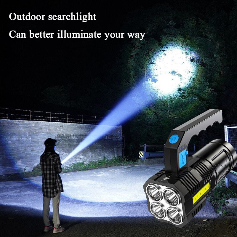 Powerful LED flashlight Tactical flashlight rechargeable work light 4 lighting