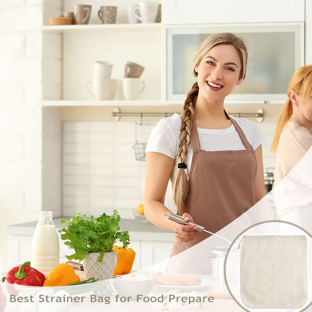 Organic Nut Milk Bag Set - 3 Pack Fine Mesh Strainers for Juicing & Sprouting