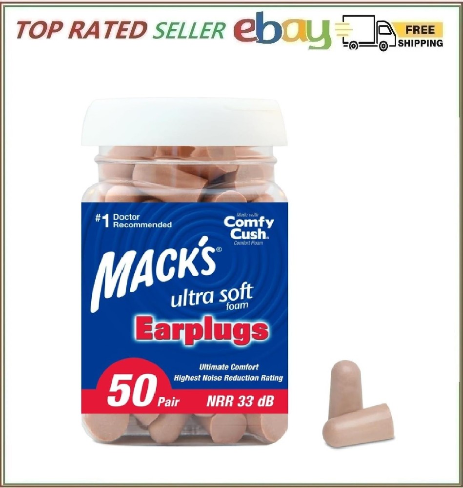 Mack'S Ultra Soft Foam Earplugs, 50 Pair - 33Db Highest NRR, Comfortable Ear Pl