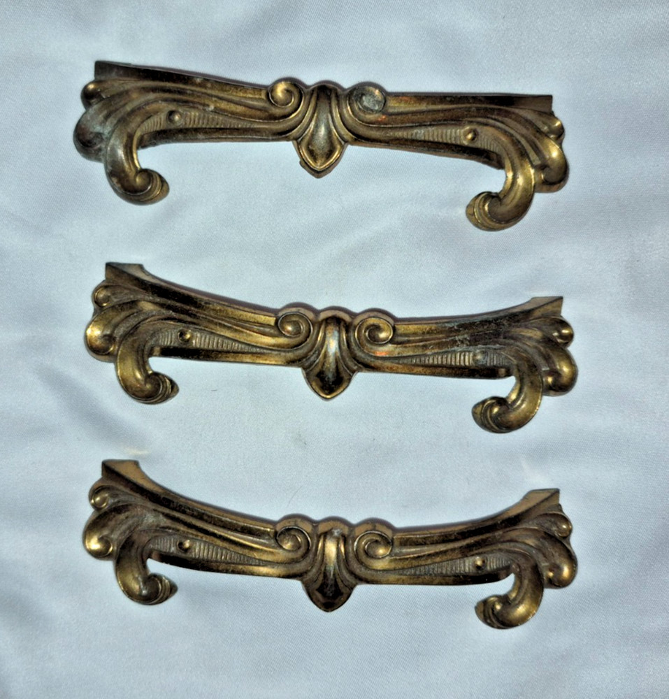 3 Fancy Brass Drawer Pulls