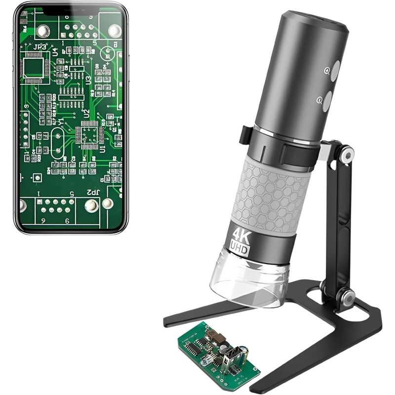 4K WiFi Digital Microscope 1000x Magnification LED Light Handheld USB Compatible
