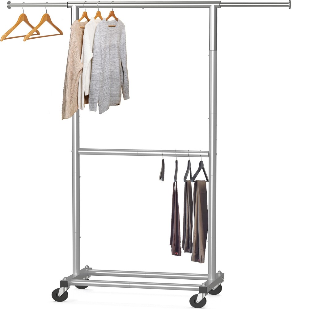 Double Rod Garment Rack, Grey