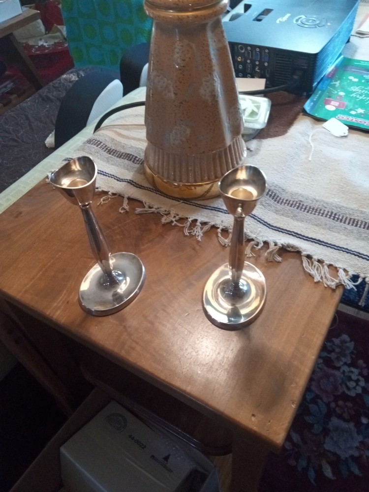 Silver Plated Candle Sticks Denmark Pair Mid Century