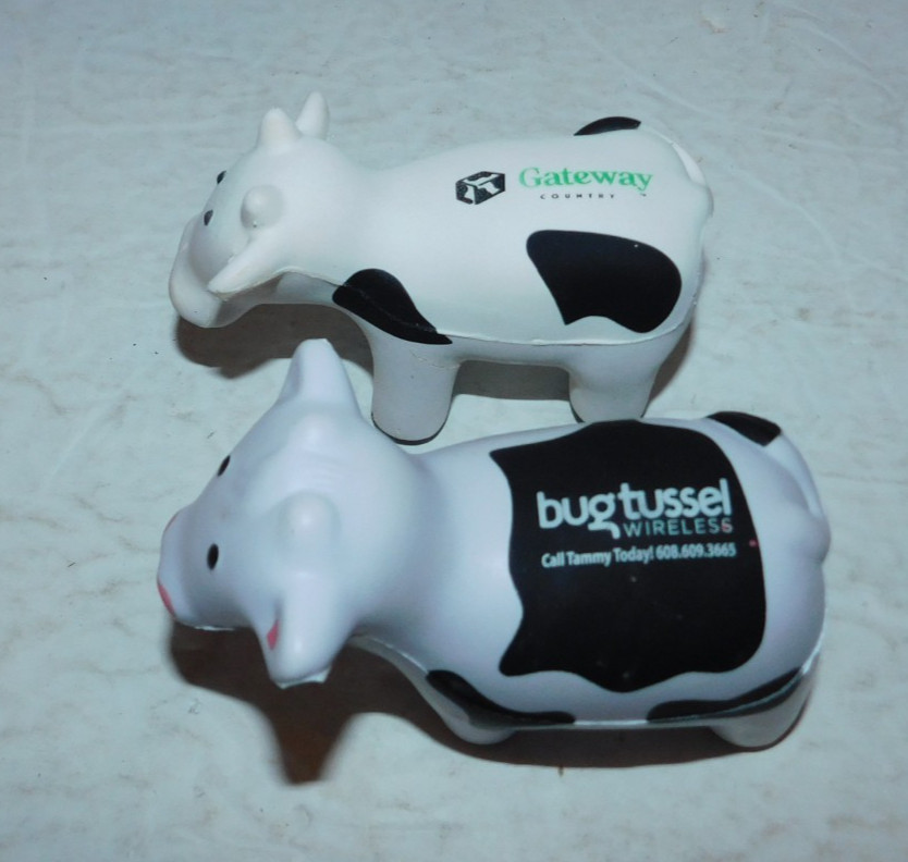 COW SHAPE STRESS BALL PAIR GATEWAY COMPUTERS AND BUG TUSSEL WIRELESS