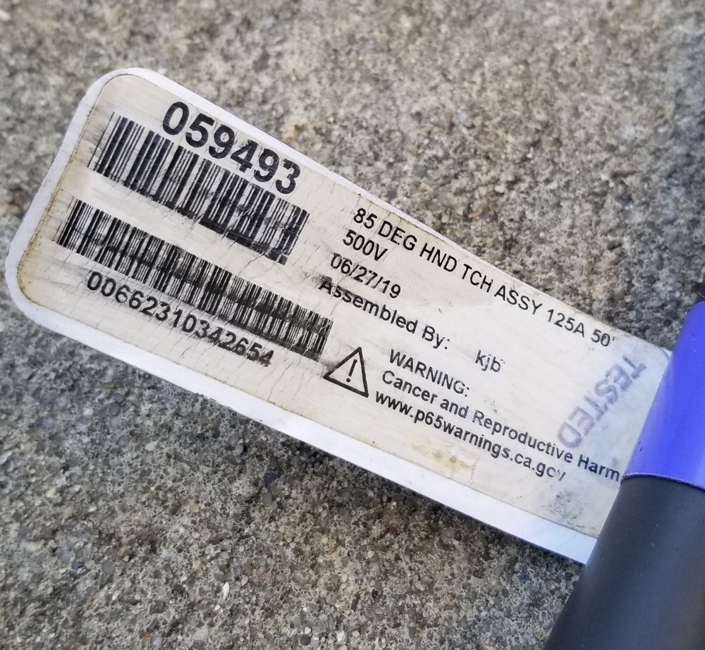 Genuine HYPERTHERM 125 Amp 85 Degree Plasma Torch & 50' Hose - 059493