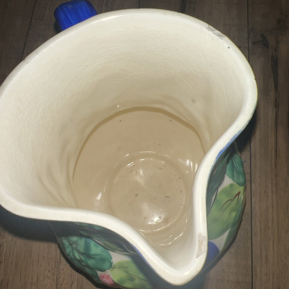 Chechoslovakia Hand Painted Pitcher / Fruit Pattern Design / 8"