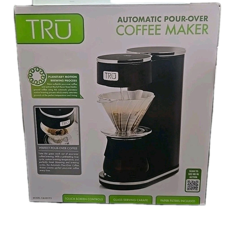 TRU Automatic Pour Over Coffee Maker with Digital Controls Plastic Cone Dripper