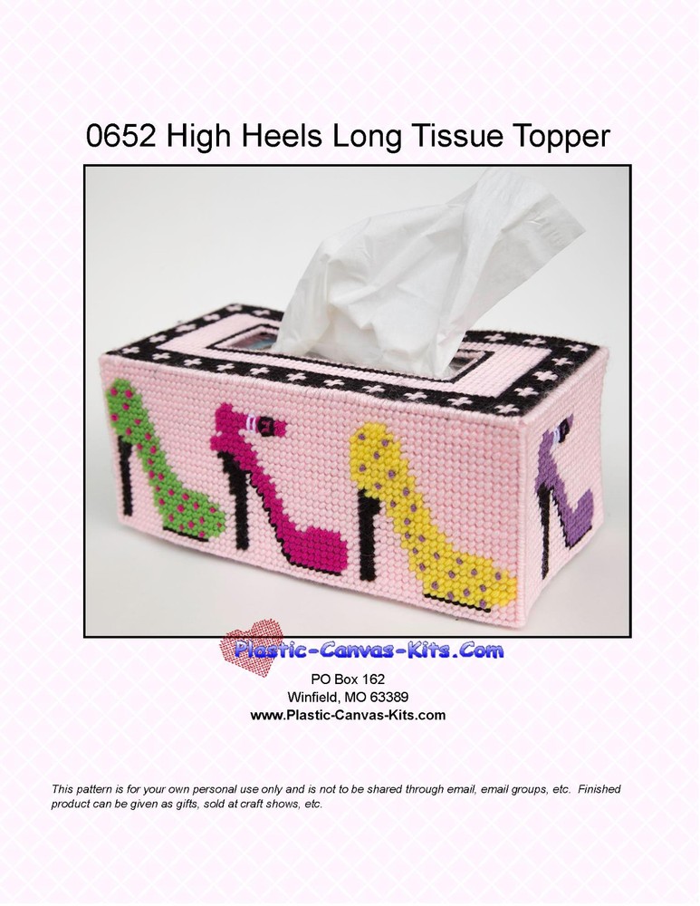 High Heels/ Stilletos Long Style Tissue Box Topper-Plastic Canvas Pattern or Kit