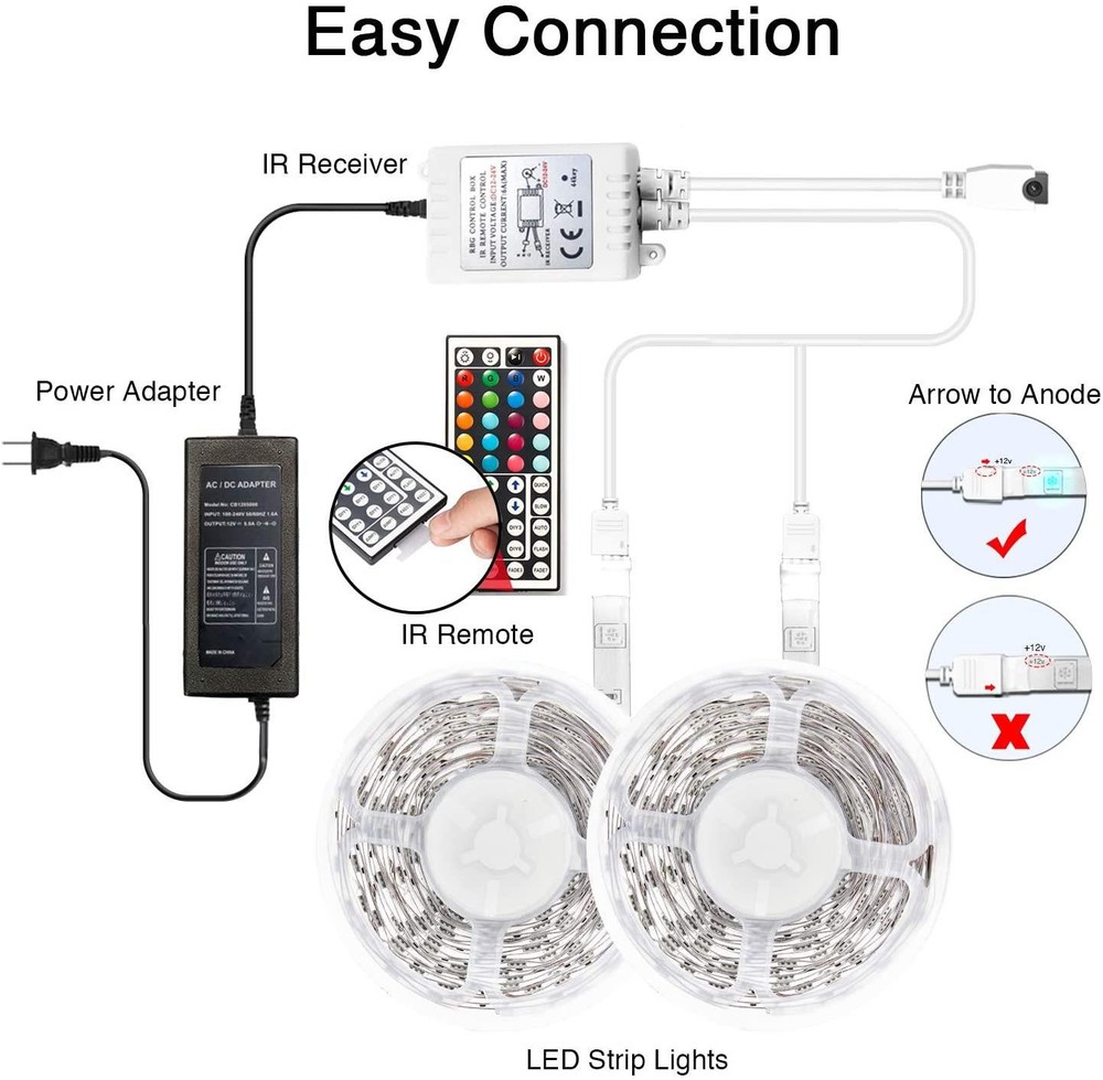Day Better Led Lights Color Changing Led Strip Lights with Remote Controller60Ft