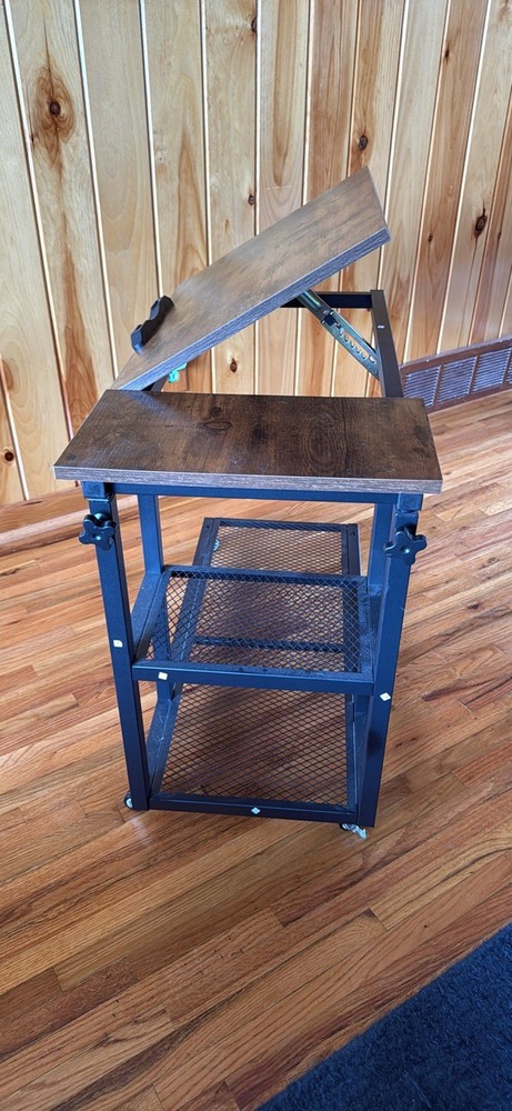 Tangkula Height Adjustable C Shaped End Table With Locking Wheels