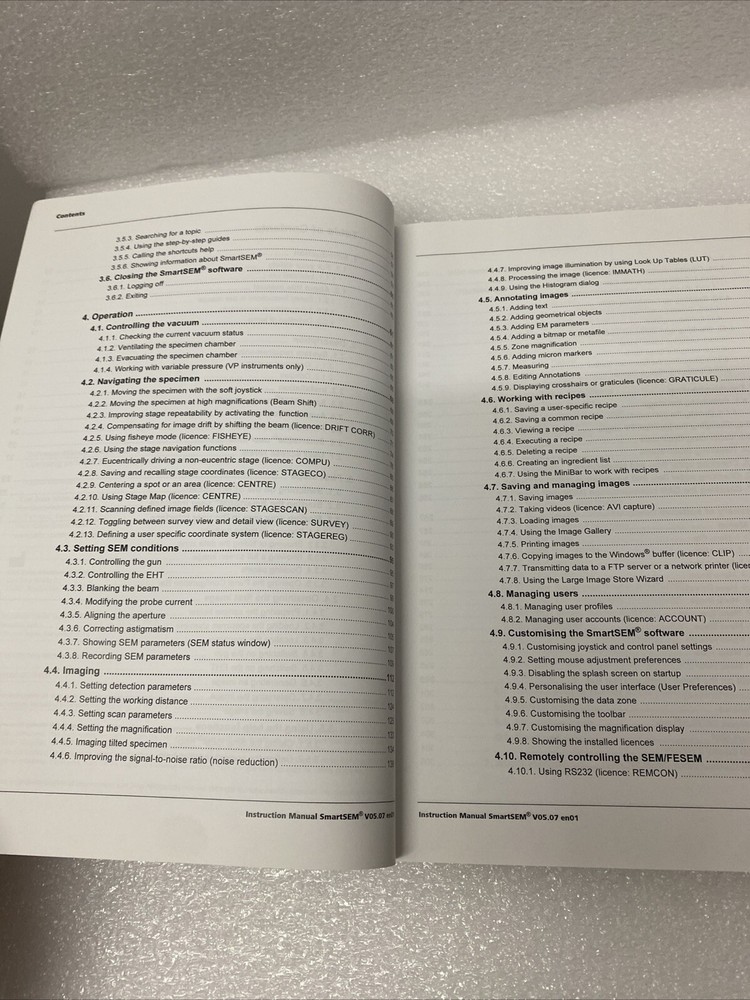 Zeus’s Software Manual Smart SEM V05.07 Operating Software For Scanning Electron