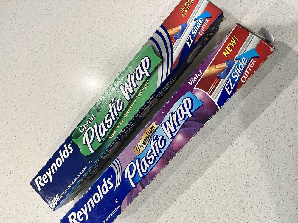 Reynolds Plastic Wrap Green & Violet lot Used 2000s See Pics