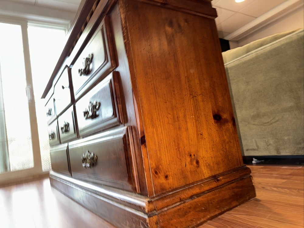 Used Solid Pine Bedroom Dresser with 8 drawers