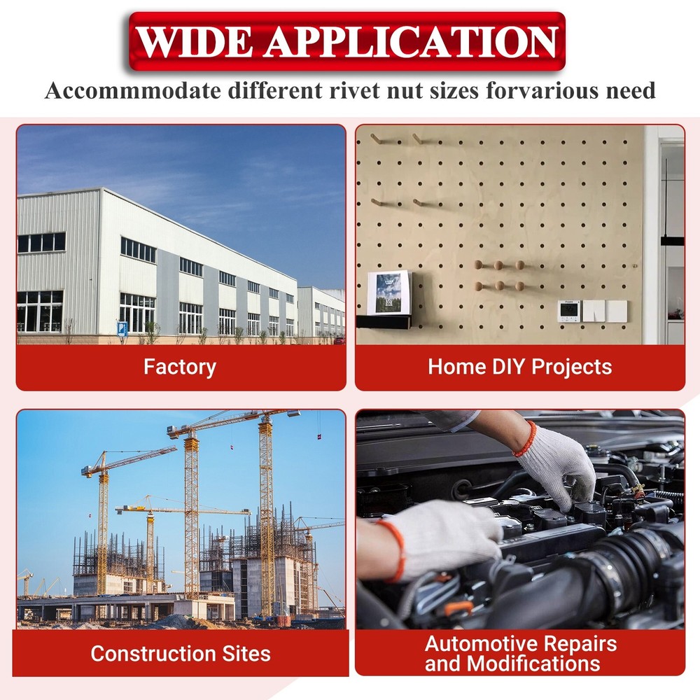 900 Rivet Nut Kit For Rivnut Thread Setting Tool Nut Setter NutSert Riveter M12