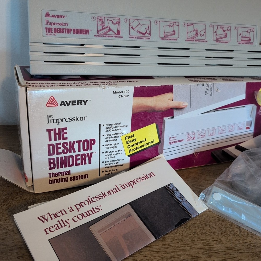 NOS Avery 1st Impression The Desktop Bindery Thermal Book Binder Model 120