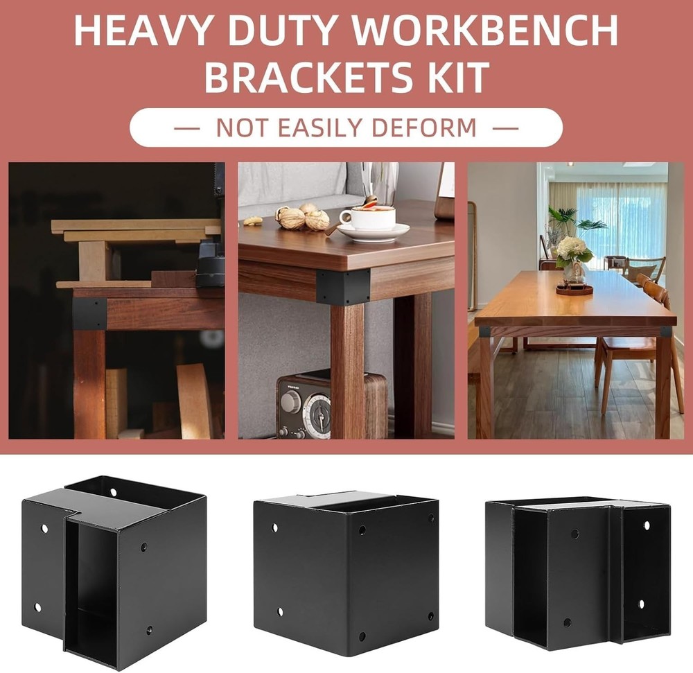 4 Pcs Steel Workbench Corner Brackets for Custom Workbench Shelving Work Table