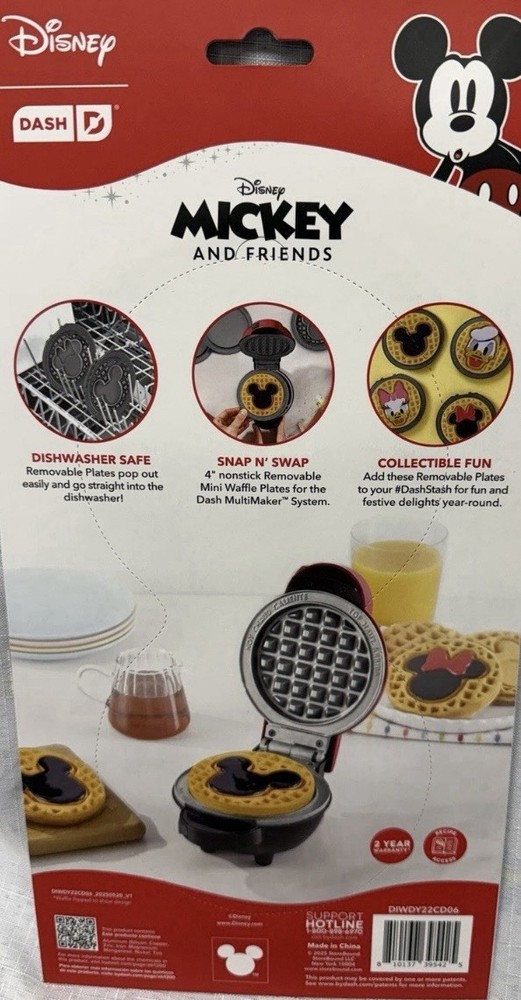 Mickey and Minnie Mouse Waffle Iron Plates For Dash Multimaker Mini - Disney