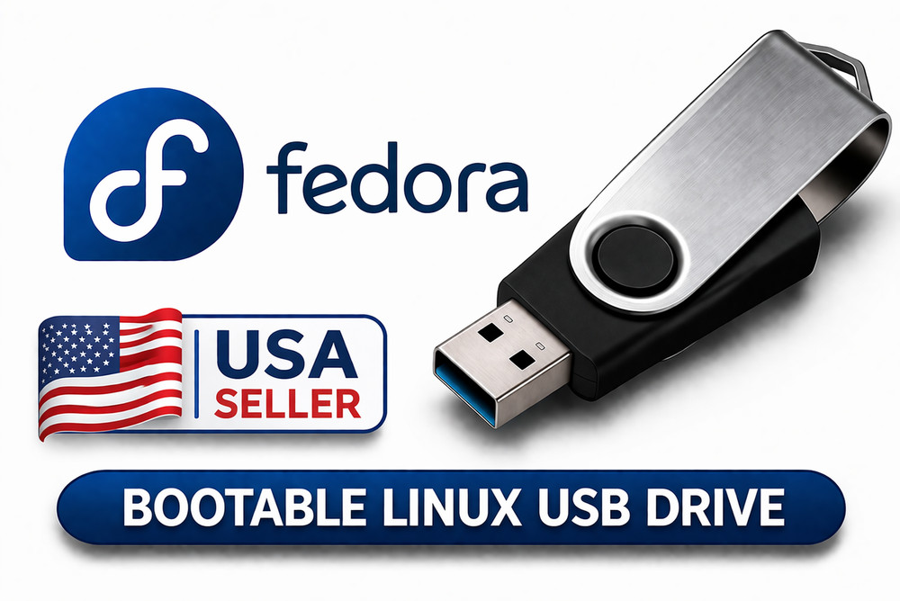 Fedora 41 64bit Bootable Linux USB GNOME Live Install Drive FREE SHIPPING