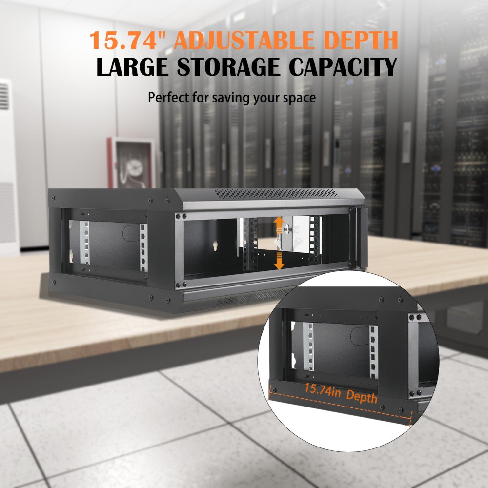 4U Server Rack Enclosure Server Cabinet Wall Mount with Glass Locking Door 2Keys