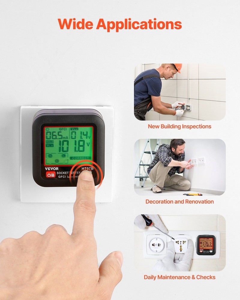 Efficient GFCI Tester with LCD for Detecting Electrical Outlet Faults