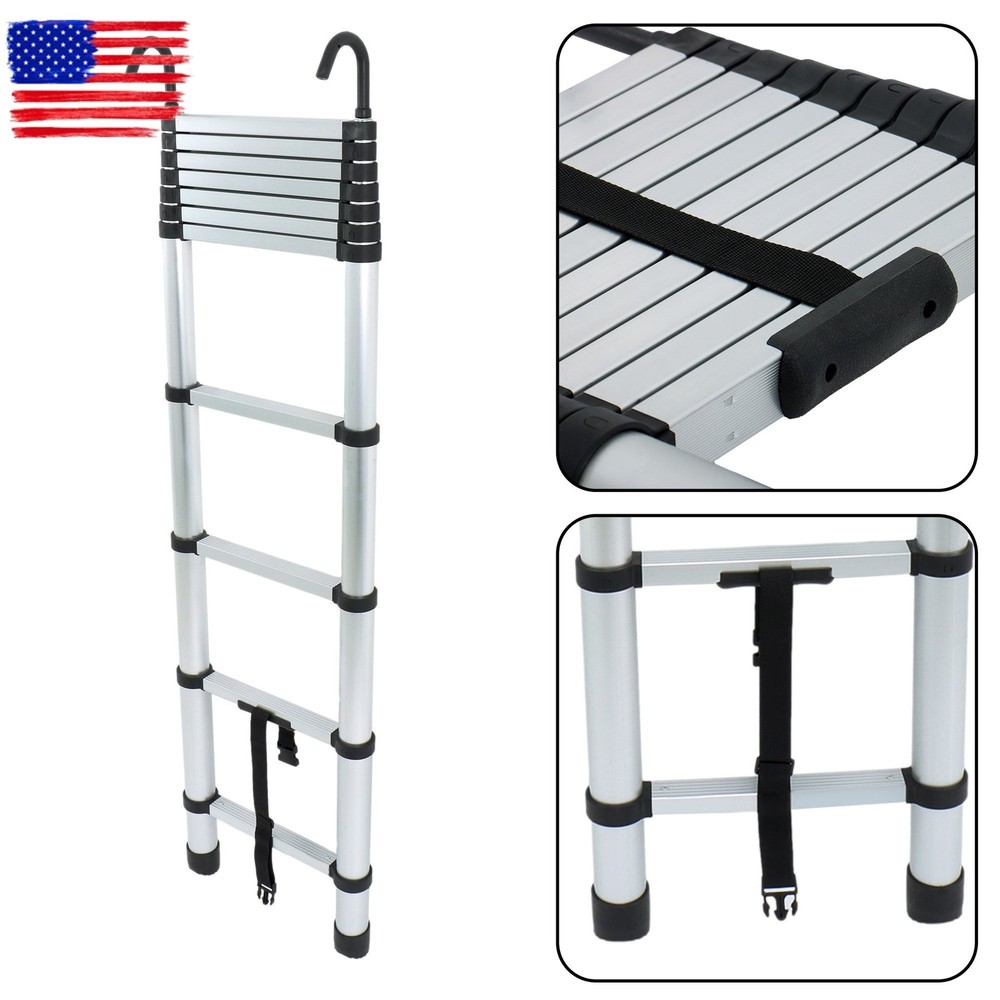 10.5 FT Folding Aluminum Telescoping Ladder Telescopic Multi Purpose 330 Lbs