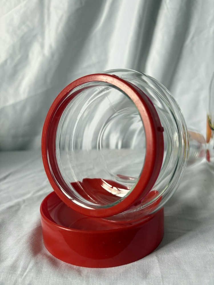 Large Vintage Glass Pitcher with Removable Ice Column | Fruit Pattern