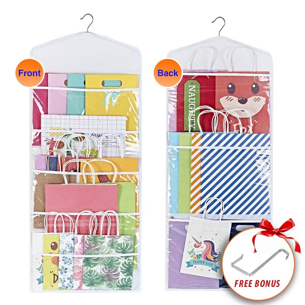 Hanging Double Sided Gift Bag Storage Organizer with Multiple Front and Back ...