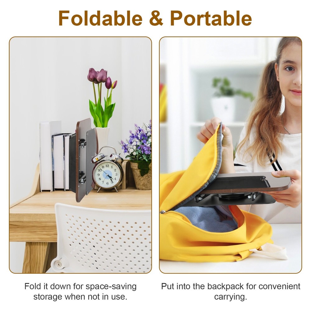 Foldable Book Stand Adjustable Height Book Holder Paper Clips with Rotating Base