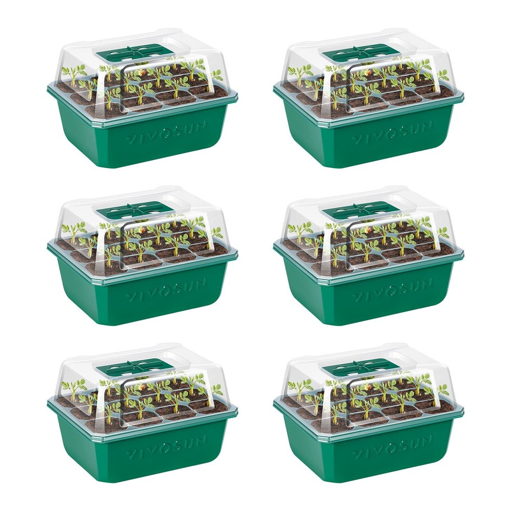 6Packs Seed Starter Trays Seedling Tray, Humidity Adjustable Kit Dome
