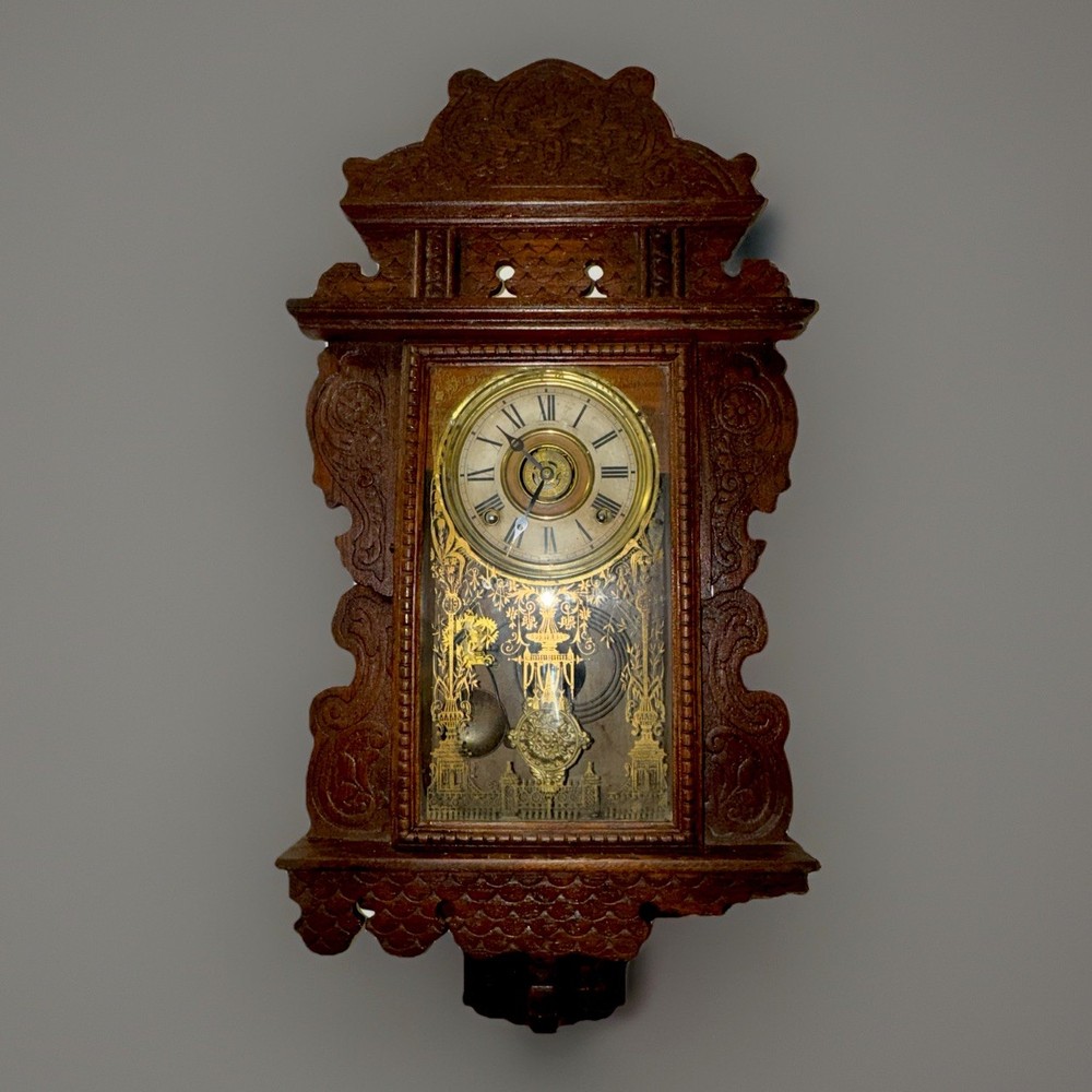 E.N. Welch Antique Parlor/Kitchen Wall Clock With Alarm