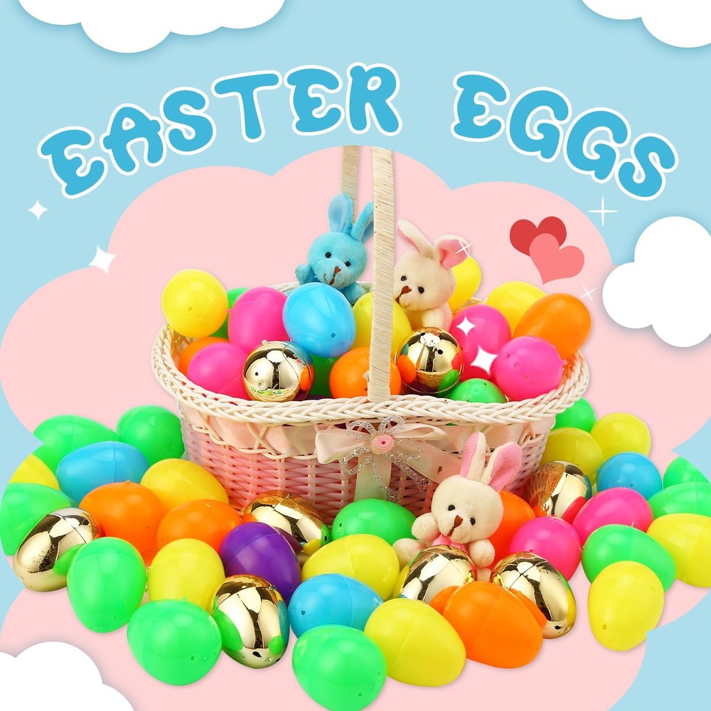 300 Pcs Easter Eggs,2.35" Assorted Bright Colors Plastic Easter Eggs for East...