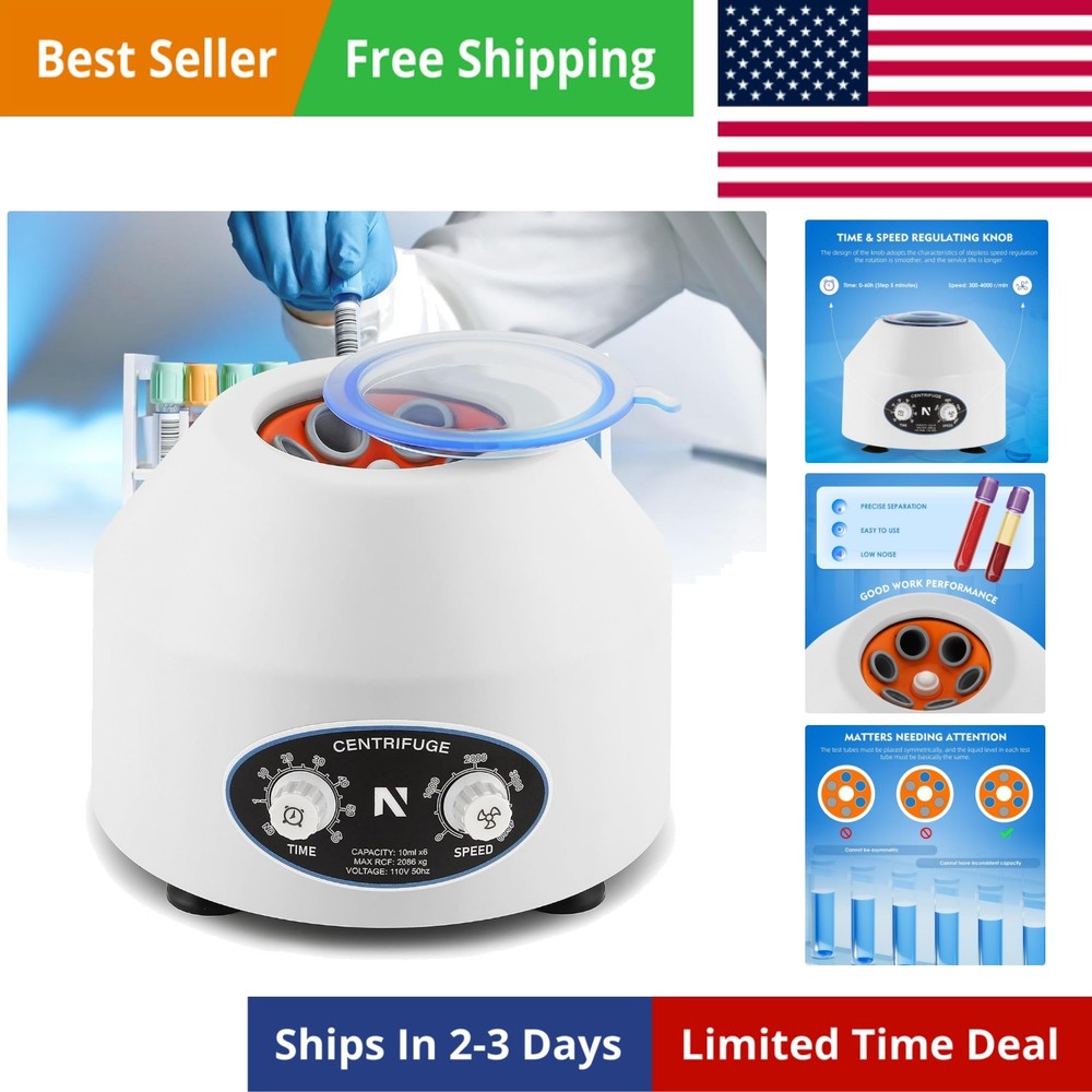 Mini Centrifuge Machine, 10mlX6 Lab Desktop Centrifuges, Electric Centrifuge,...