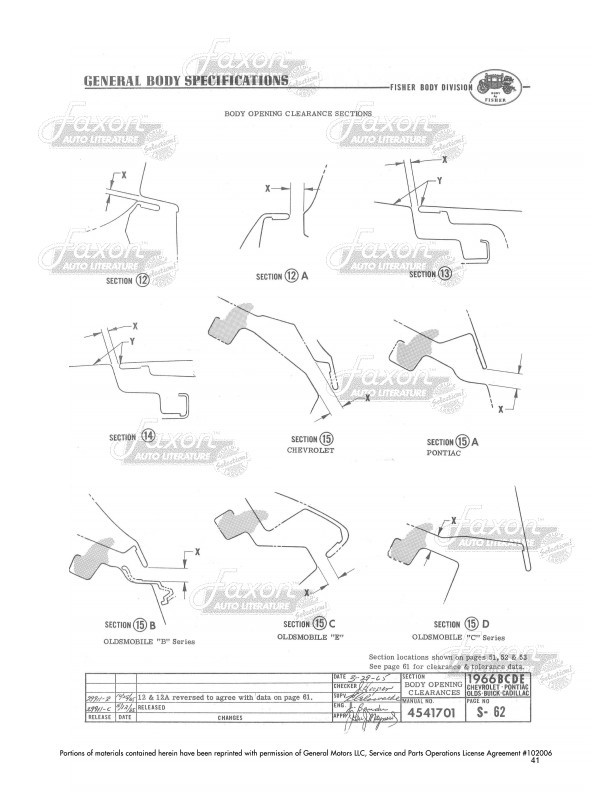 1966 Fisher Body Specifications Assembly Manual B C D E Bodies Torque Tolerances