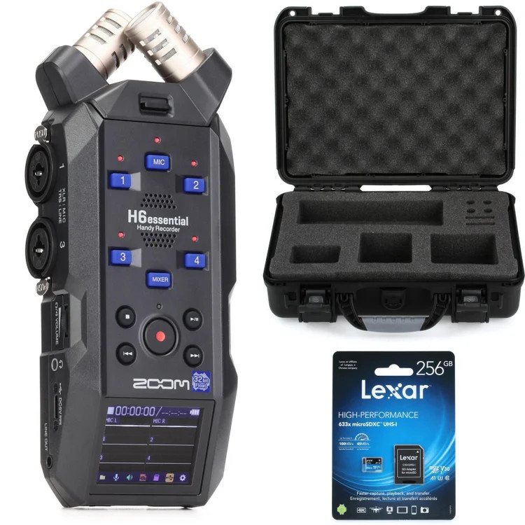 Zoom H6essential Handheld Recorder with MicroSDXC Card and Waterproof Case