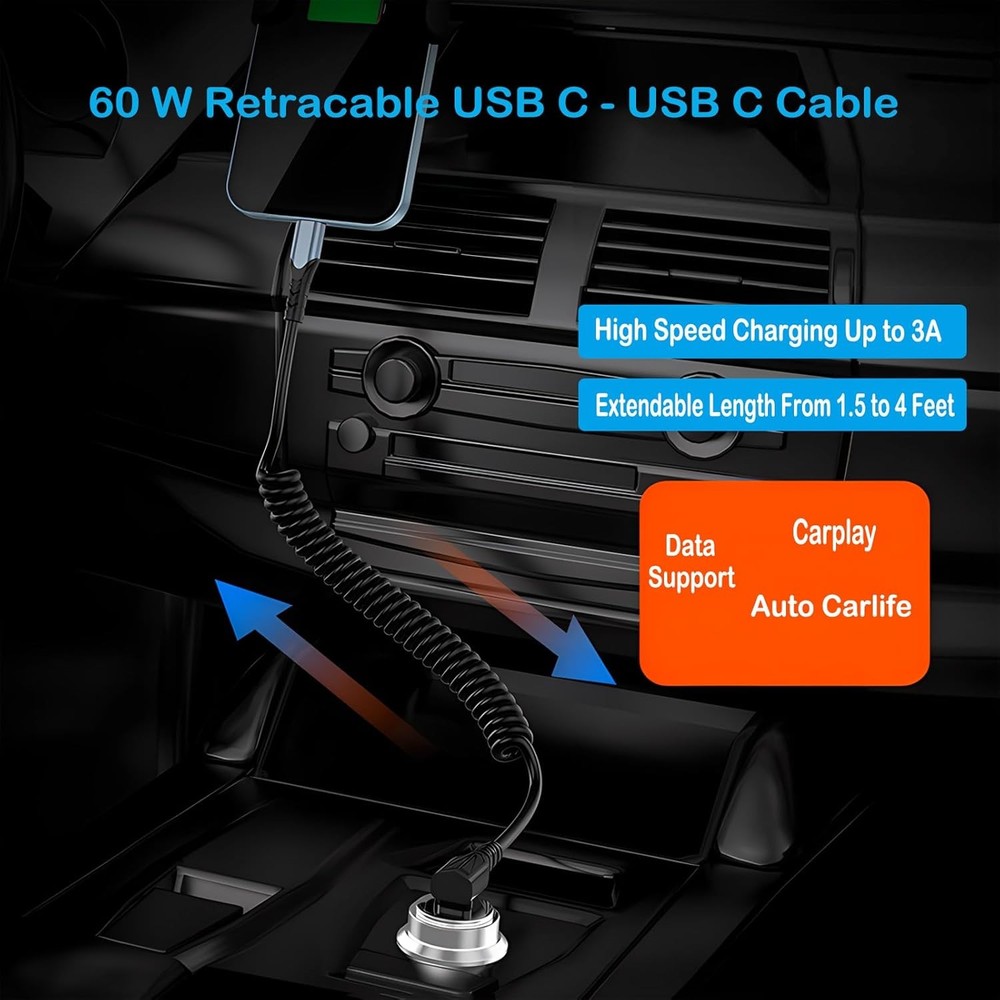 2 Pack Coiled USB C to C Cable - 90 Degree Right Angle Type C, 60W Fast...