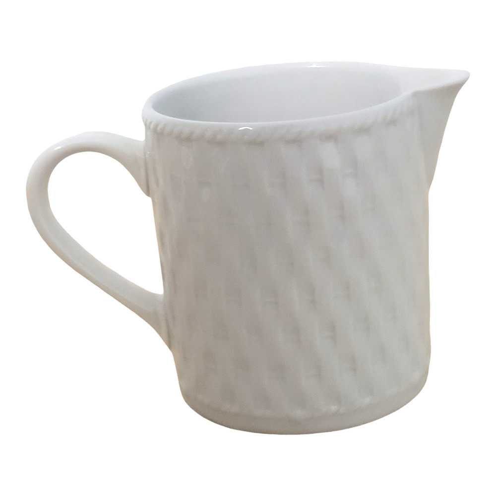 Gourmet Collection By Oneida Creamer White Wicker Pattern Glazed Stoneware