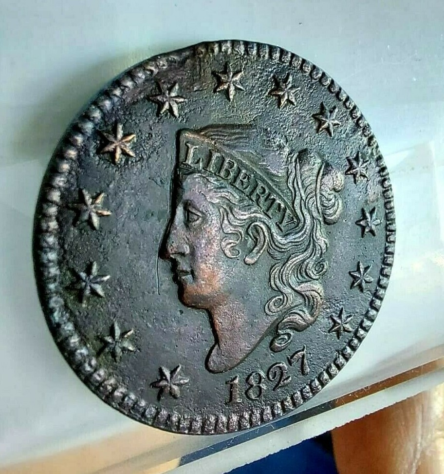 1827 Coronet Large Head Cent XF Copper KM#45 Clean