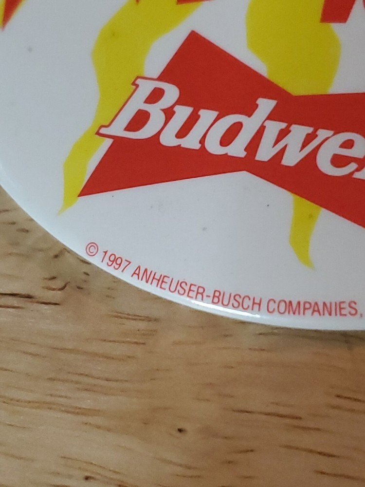 1997 Vintage Budweiser "WE I.D." Button Sun With Shades 😎